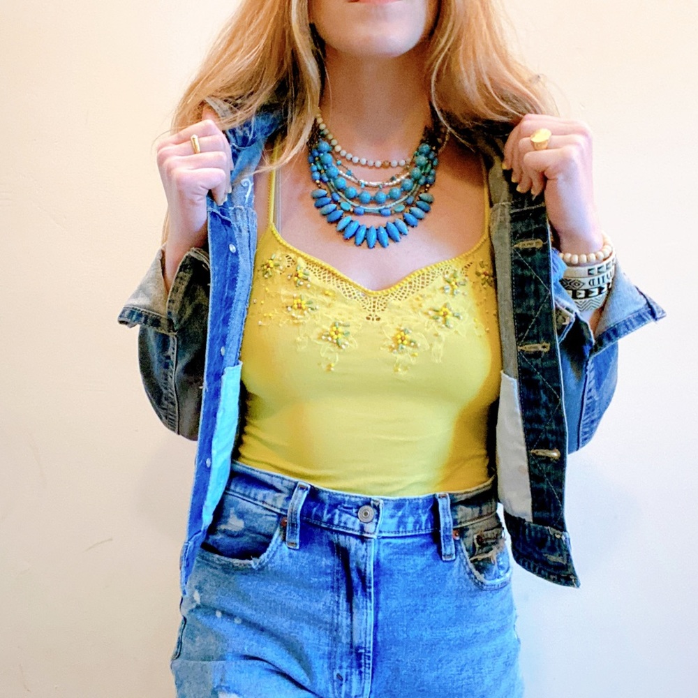 Lime green beaded tank